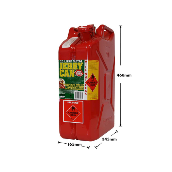 20L Unleaded AFAC Red Metal Jerry Can