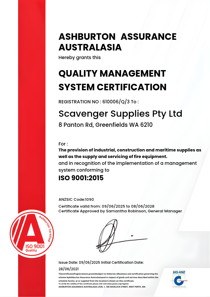 Scavenger Supplies Achieves ISO 9001:2015 Certification: A Commitment to Quality and Excellence