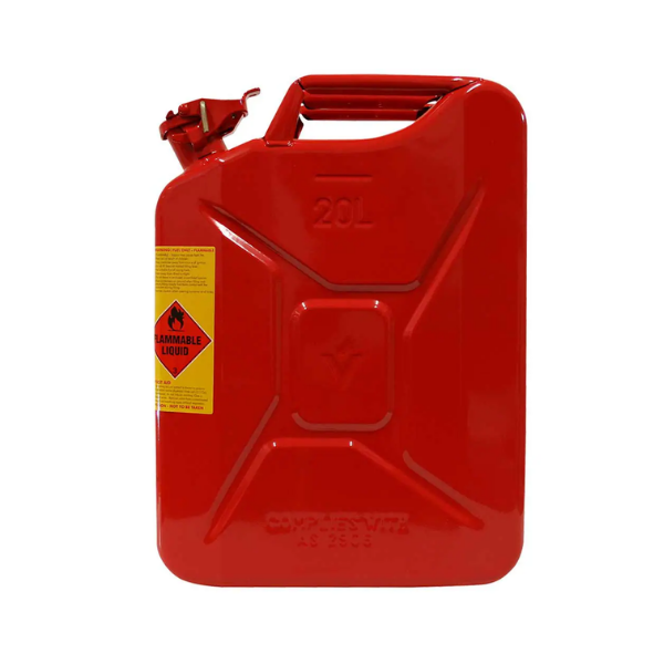 20L Unleaded AFAC Red Metal Jerry Can